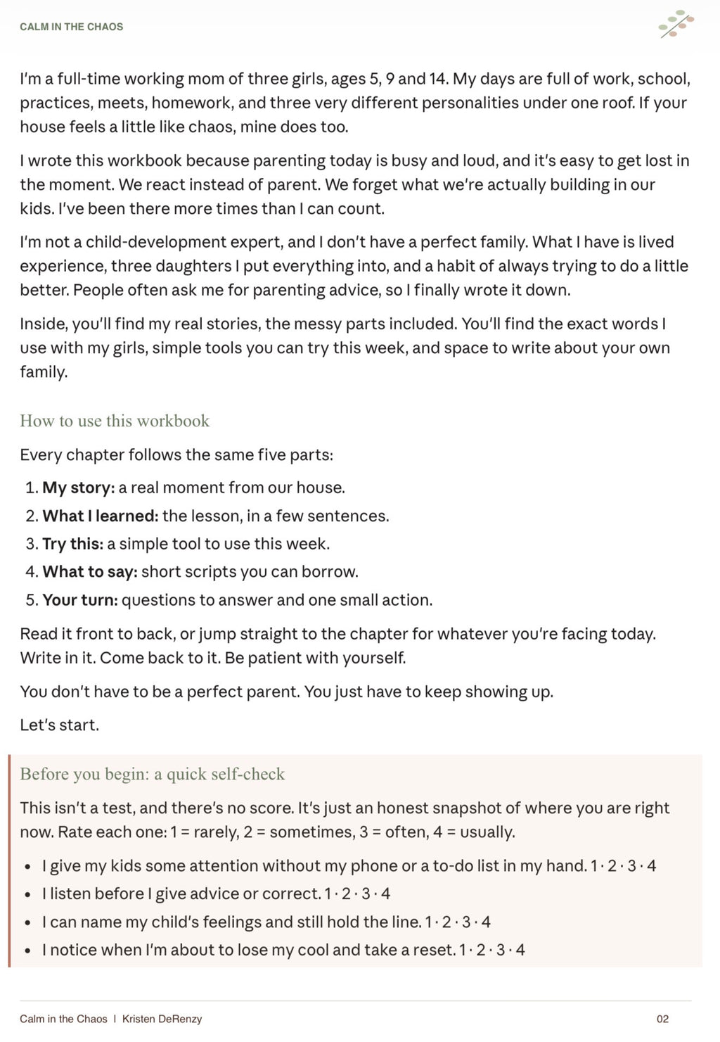 Calm in the Chaos: Real-Life Parenting Workbook