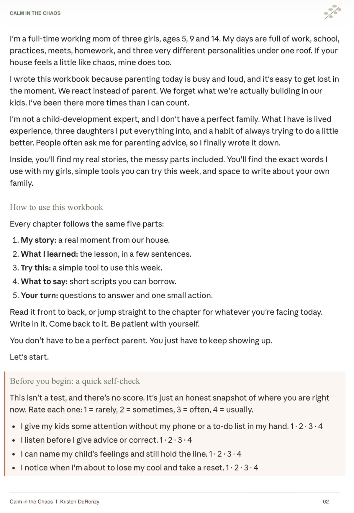 Calm in the Chaos: Real-Life Parenting Workbook
