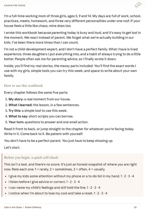 Calm in the Chaos: Real-Life Parenting Workbook