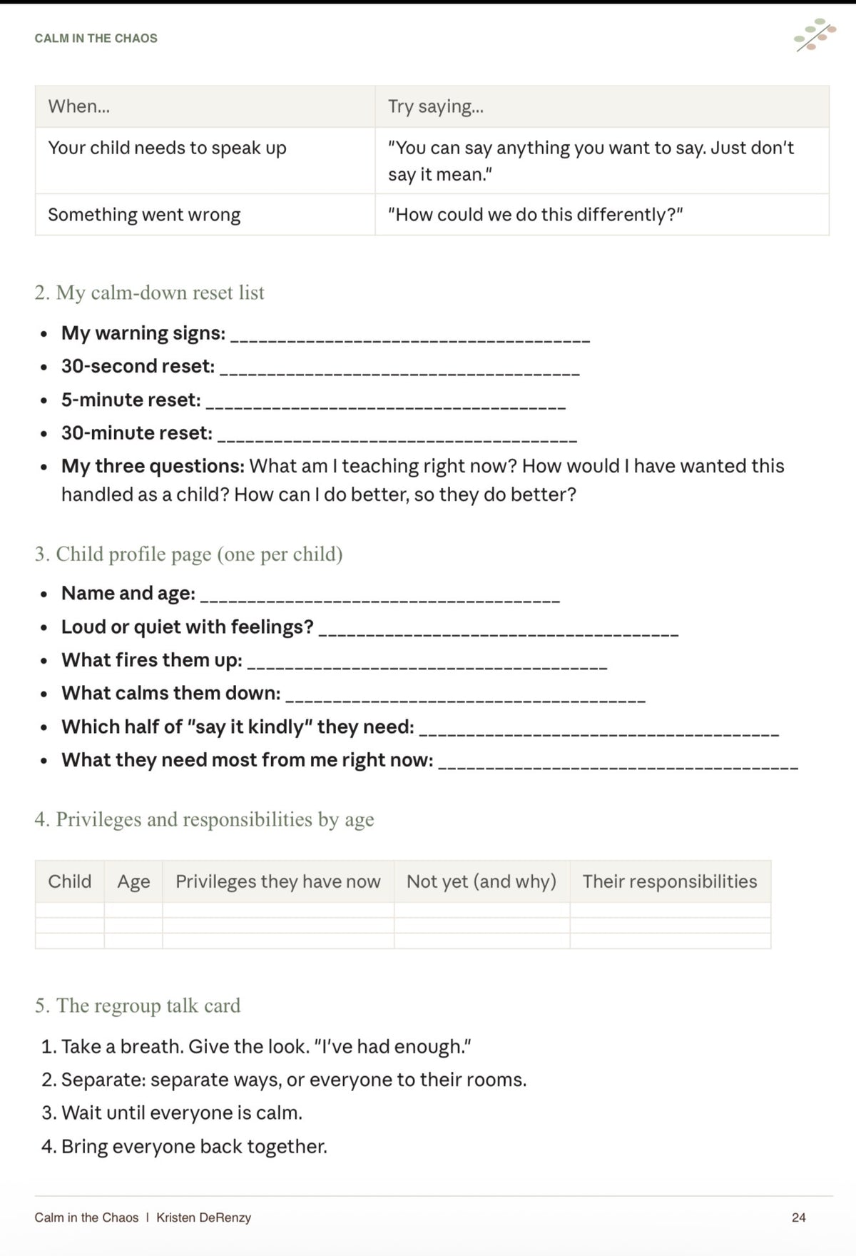 Calm in the Chaos: Real-Life Parenting Workbook